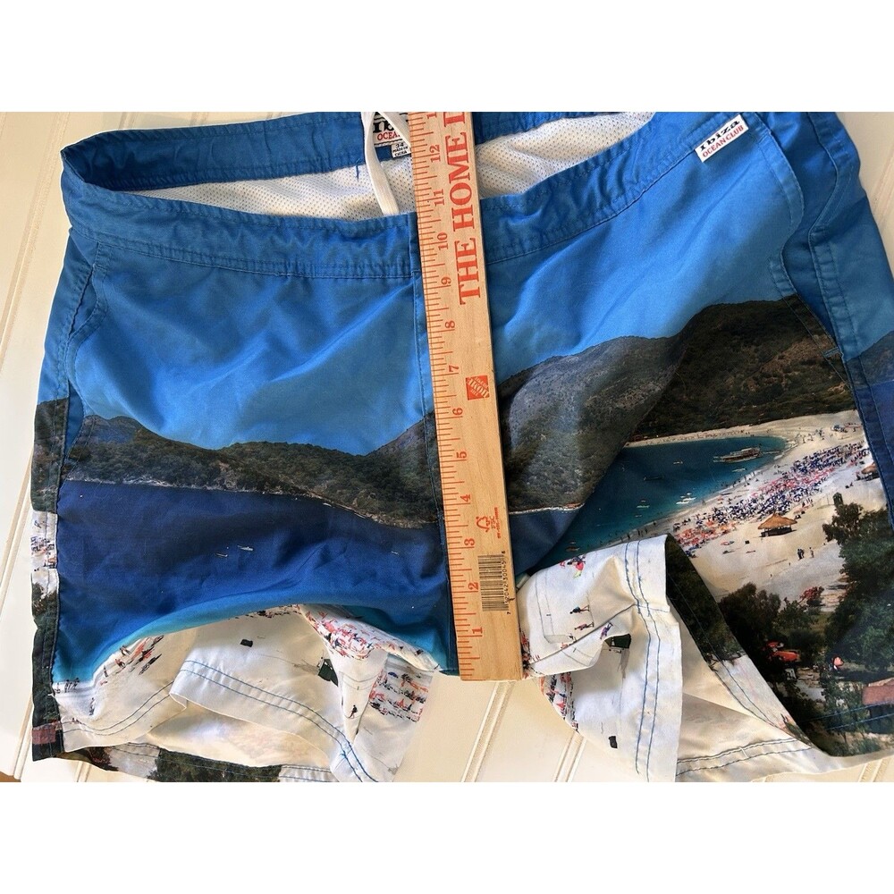 Ibiza Ocean Club Swim Shorts Mens 34 Multicolor Abstract Retro Euro Summer 6.5" - Picture 6 of 13